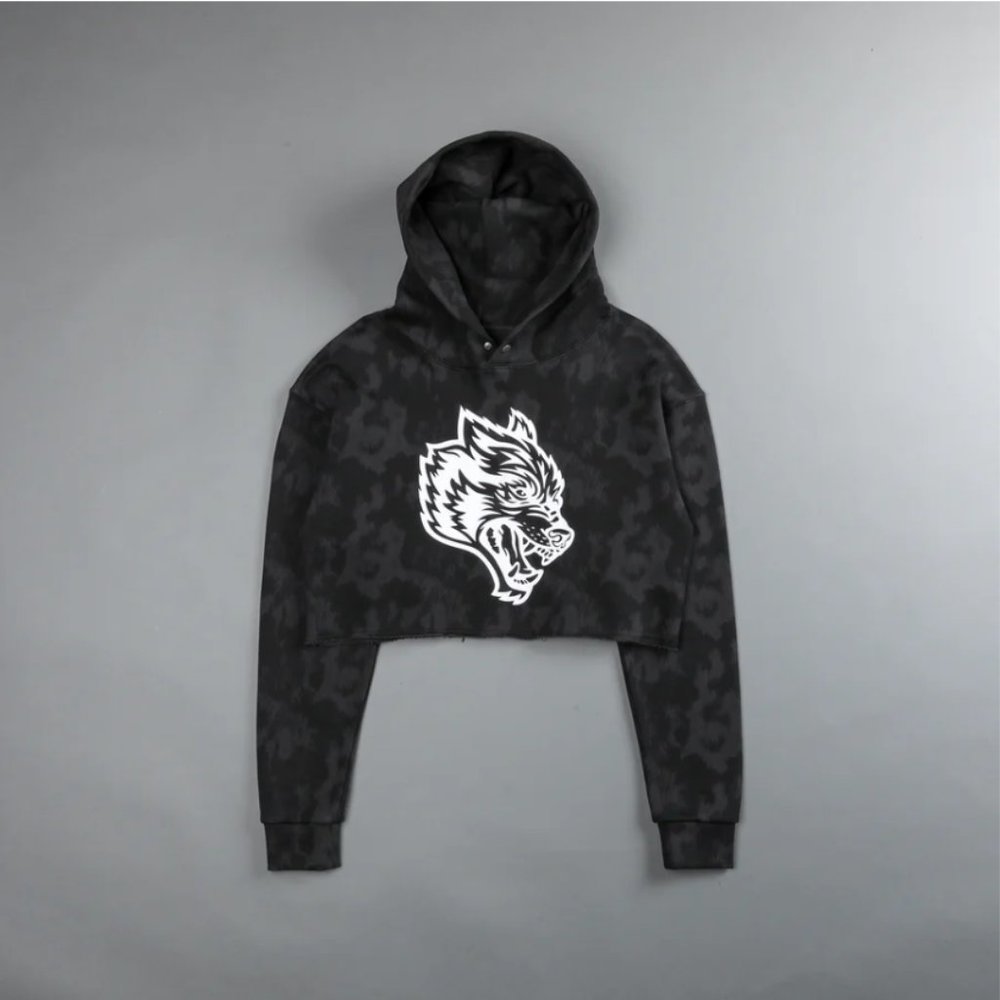 RIDE OR DIE "PIERCE" (CROPPED) HOODIE IN MIDNIGHT WOLF FUR